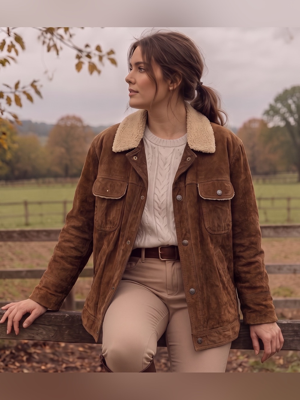 VINTAGE STAG HILL Sherpa Lined Suede Jacket
